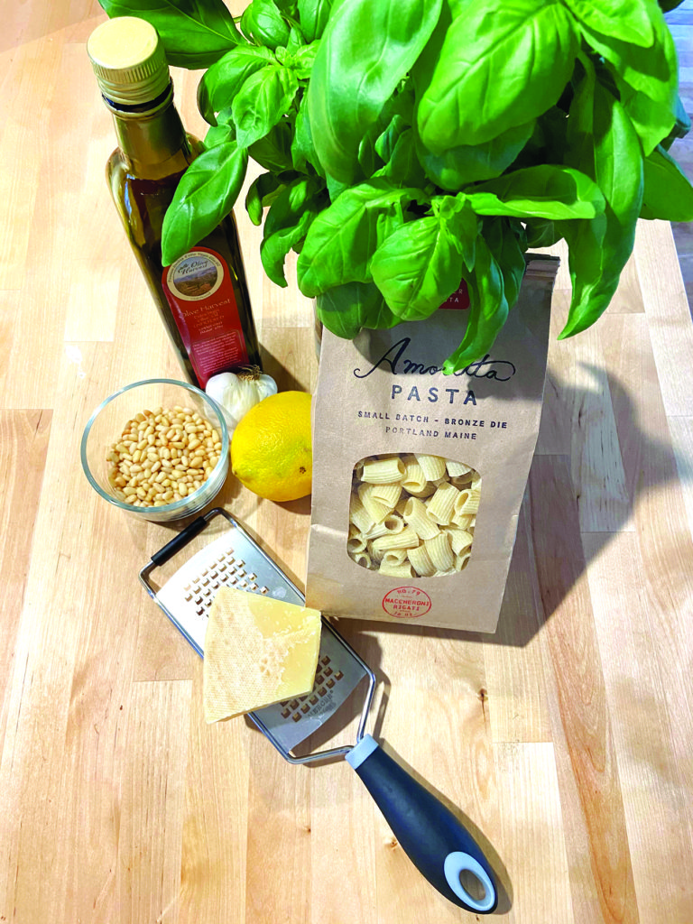 Fresh Pesto ingredients and local pasta